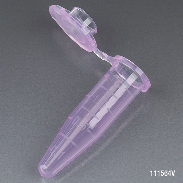 Globe Scientific Microcentrifuge Tube, 1.5mL, PP, Attached Snap Cap, Graduated, Violet, Certified: Rnase, Dnase and Pyrogen Free, 500/Stand Up Zip Lock Bag Microcentrifuge Tube; Microtube; Eppendorf Tube; Micro CT; 1.5mL; Centrifuge Tube; Violet;